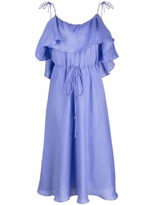 PNK ruffled linen midi dress - Blue