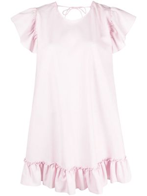 PNK ruffled short-sleeve cotton minidress - Pink