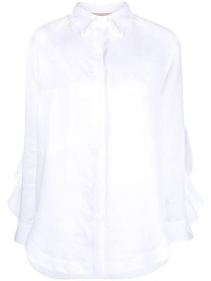 PNK ruffled-sleeves linen shirt - White