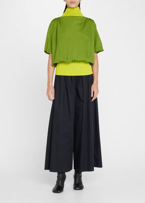 Pods Asymmetric Pleated Shirt, Green