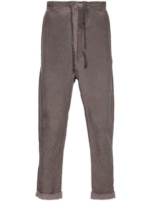 Poème Bohémien mid-rise tapered linen trousers - Grey