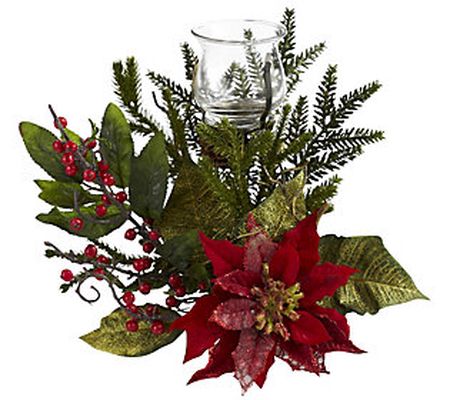 Poinsettia Candleabrum by Nearly Natural