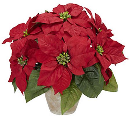 Poinsettia Ceramic Vase Flower Arrangement by N early Natural