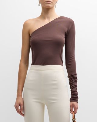 Point One-Shoulder Long-Sleeve Top