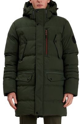 Point Zero Duncan Down Quilted Long Parka in Military