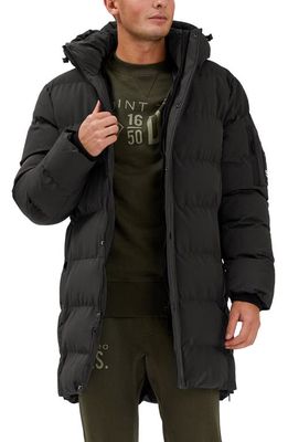 Point Zero Levi Water-Resistant Packable Hooded Puffer Coat in Black