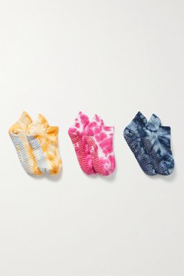 POINTE STUDIO - Set Of Three Tie-dye Cotton-blend Jersey Socks - Yellow