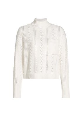 Pointelle-Knit Mock Turtleneck Sweater