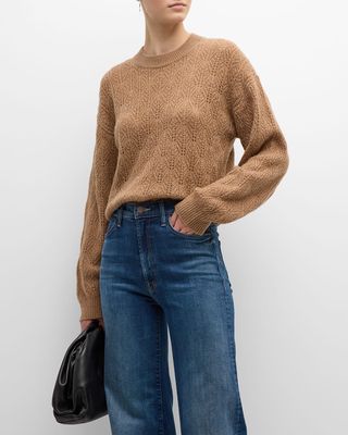 Pointelle-Knit Wool-Cashmere Sweater