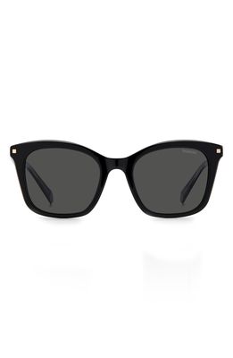 Polaroid 51mm Polarized Rectangular Sunglasses in Black /Gray Pz