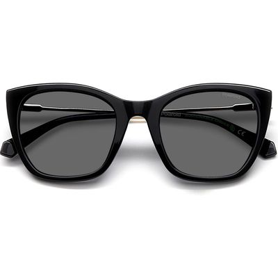 Polaroid 52mm Polarized Cat Eye Sunglasses in Black/Gray Polar 