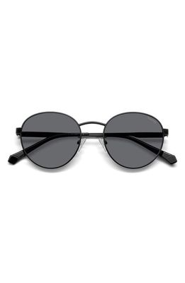 Polaroid 52mm Polarized Round Sunglasses in Matte Black/Gray Polar