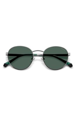 Polaroid 52mm Polarized Round Sunglasses in Ruthenium/Green Polarized