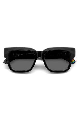 Polaroid 52mm Polarized Square Sunglasses in Black/Gray Polarized