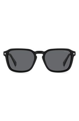 Polaroid 53mm Polarized Rectangular Sunglasses in Black/Gray Polarized