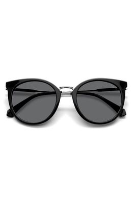 Polaroid 53mm Polarized Round Sunglasses in Black/Gray Polar
