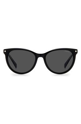 Polaroid 53mm Polarized Round Sunglasses in Black /Gray Pz