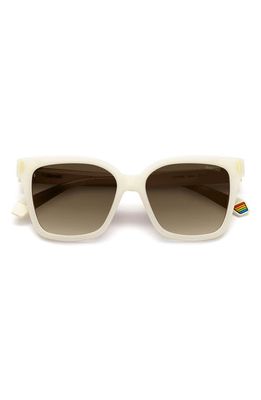 Polaroid 54mm Polarized Cat Eye Sunglasses in White/Brown Grad Polar