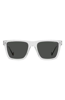Polaroid 54mm Polarized Rectangular Sunglasses in Crystal /Gray Pz