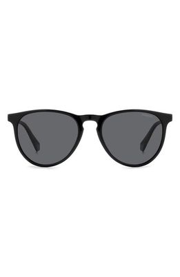 Polaroid 54mm Polarized Round Sunglasses in Black/Gray Polarized
