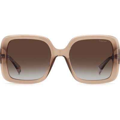 Polaroid 54mm Polarized Square Sunglasses in Beige /Brown Grad Polar 