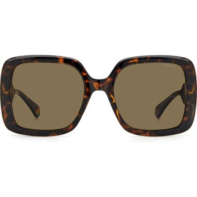 Polaroid 54mm Polarized Square Sunglasses in Havana /Bronze Polar 