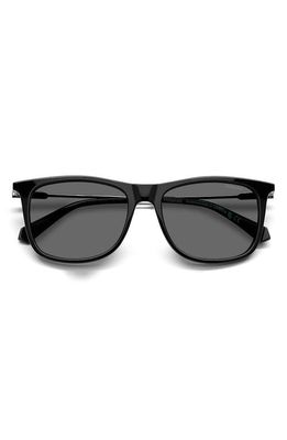 Polaroid 55mm Polarized Rectangular Sunglasses in Black/Gray Polar
