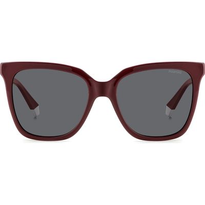 Polaroid 55mm Polarized Square Sunglasses in Burgundy/Gray Polarized 