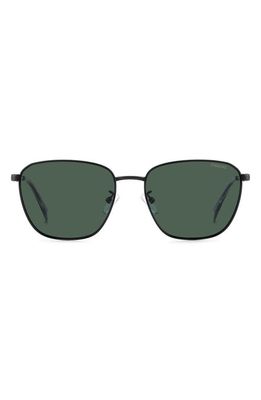 Polaroid 56mm Polarized Rectangular Sunglasses in Matte Black/Green Polarized