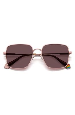 Polaroid 56mm Polarized Square Sunglasses in Matte Pink/Violet Polar