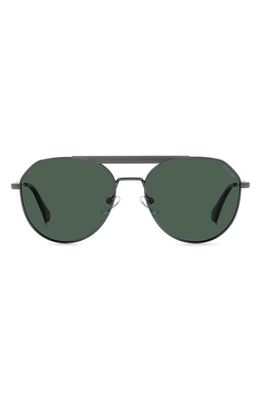 Polaroid 57mm Polarized Aviator Sunglasses in Dark Ruthen/Green Polarized
