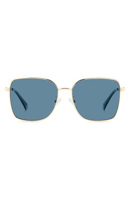 Polaroid 58mm Polarized Rectangular Sunglasses in Gold Teal/Blue Polarized