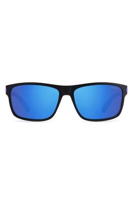 Polaroid 58mm Polarized Rectangular Sunglasses in Matte Black Blue /Blue