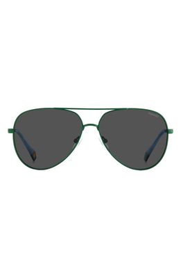 Polaroid 60mm Polarized Aviator Sunglasses in Green/Grey Polarized