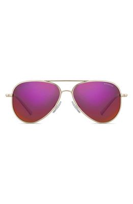 Polaroid Kids' 52mm Polarized Aviator Sunglasses in Gold/Pink