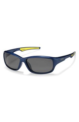 Polaroid Kids' 55mm Polarized Rectangular Sunglasses in Blue Lime/Gray Polarized