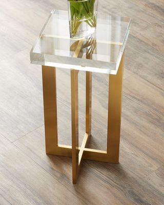 Polished Brass and Crystal Martini Table