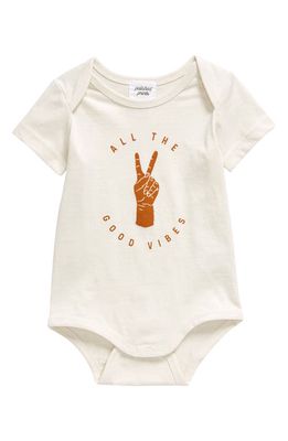 POLISHED PRINTS All the Good Vibes Organic Cotton Bodysuit in Eggnog
