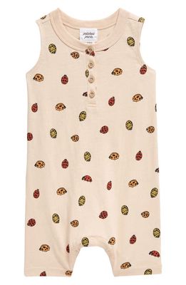 POLISHED PRINTS Ladybugs Organic Cotton Henley Romper in Pink