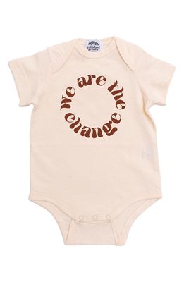 POLISHED PRINTS We Are The Change Organic Cotton Bodysuit in Natural