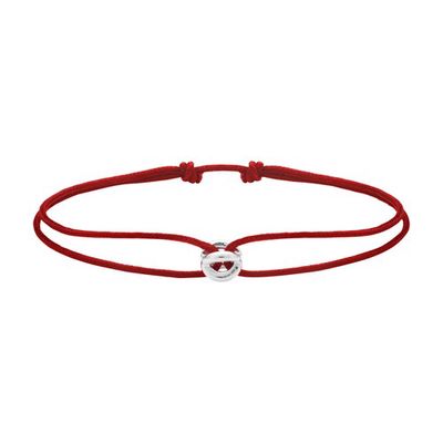 Polished Sterling silver entrelacs red cord bracelet 1g