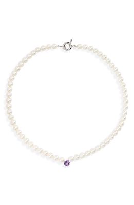 POLITE WORLDWIDE Princess Freshwater Pearl & Amethyst Necklace in Silver