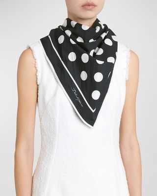 Polka-Dot Cotton Square Scarf