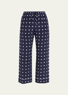 Polka Dot Cropped Silk Pajama Pants