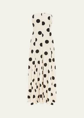 Polka-Dot Marcello Strapless Midi Dress