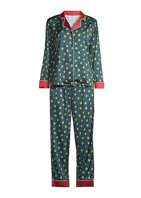 Polka-Dot Satin Two-Piece Pajama Set