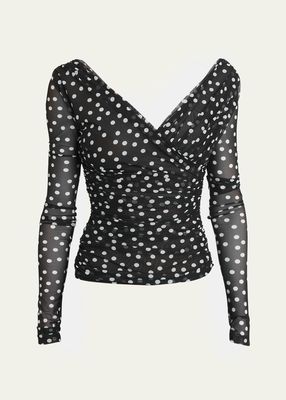 Polka-Dot Tulle Wrap Top