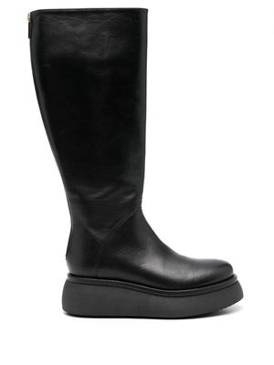 Pollini 65mm round-toe leather boots - Black