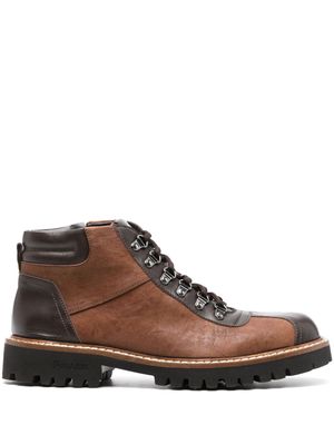 Pollini Glamping leather lace-up boots - Brown