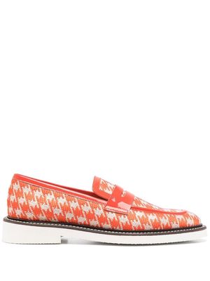 Pollini houndstooth-pattern print loafers - Orange